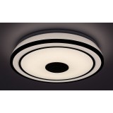 RABALUX 71030 | Nikolaus Rabalux stropné svietidlo kruhový diaľkový ovládač reproduktor, regulovateľná intenzita svetla, meniace farbu, nastaviteľná farebná teplota, Bluetooth, nočné svetlo, časový spínač 1x LED      1600lm 3000 <-> 6500K čierna, op