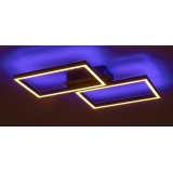 RABALUX 71032 | Ludano Rabalux stropné svietidlo diaľkový ovládač regulovateľná intenzita svetla, nastaviteľná farebná teplota, meniace farbu, časový spínač, nočné svetlo, podsvietenie 1x LED 2400lm 2700 <-> 6500K matná čierna, opál