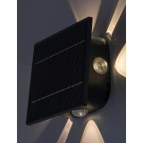 RABALUX 77034 | Emmen Rabalux stenové svietidlo svetelný senzor - súmrakový spínač slnečné kolektorové / solárne, regulovateľná intenzita svetla 1x LED 50lm 3000 - 6000K IP54 čierna