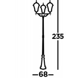 SEARCHLIGHT 1569-3 | CapriS Searchlight stojaté svietidlo 235cm 3x E27 IP23 hrdzavo hnedé, priesvitné