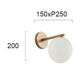 VIOKEF 3094700 | Globe-VI Viokef rameno stenové svietidlo 1x E14 matný opál, zlatý, čierna