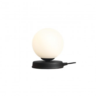 ALDEX 1076B1_S | Ball-AL Aldex stolové svietidlo guľa 17cm prepínač na vedení 1x E14 čierna, opál