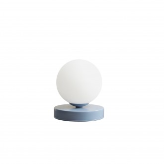 ALDEX 1076B16_S | Ball-AL Aldex stolové svietidlo guľa 17cm prepínač na vedení 1x E14 pastelové modré, opál