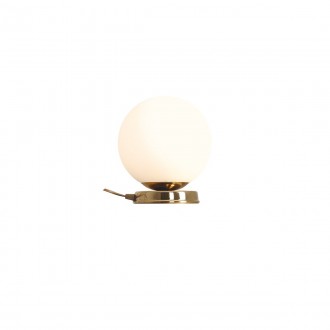 ALDEX 1076B30_M | Ball-AL Aldex stolové svietidlo guľa 23cm prepínač na vedení 1x E27 zlatý, opál