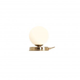 ALDEX 1076B30_S | Ball-AL Aldex stolové svietidlo guľa 17cm prepínač na vedení 1x E14 zlatý, opál