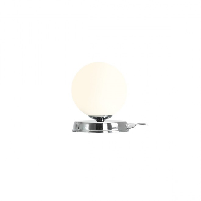 ALDEX 1076B4_S | Ball-AL Aldex stolové svietidlo guľa 17cm prepínač na vedení 1x E14 chróm, opál