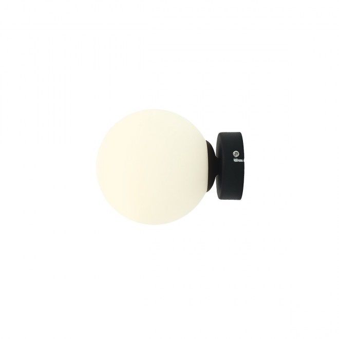 ALDEX 1076C1_S | Ball-AL Aldex stenové svietidlo guľa 1x E14 čierna, opál