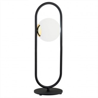 ARGON 4992 | Rovetto Argon stolové svietidlo 47cm prepínač 1x G9 čierna, mosadz, opál