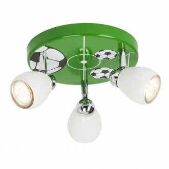 BRILLIANT G56234/74 | Soccer Brilliant stropné svietidlo otočné prvky 3x GU10 750lm 3000K zelená, čierna, biela