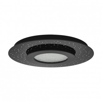 EGLO 33711 | Azurekka Eglo stropné svietidlo diaľkový ovládač regulovateľná intenzita svetla 1x LED 3100lm 3000K čierna, krištáľ, priesvitné