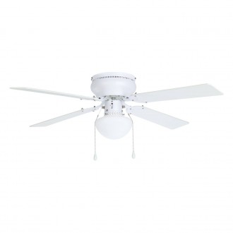 EGLO 35181 | Cagliari Eglo svietidlo s ventilátorom stropné 2x prepínač na ťah 1x E27 matný biely, dub, opál