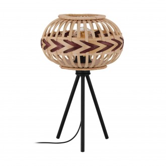 EGLO 43274 | Dondarrion Eglo stolové svietidlo 41,5cm prepínač na vedení 1x E27 čierna, natur, burgundské
