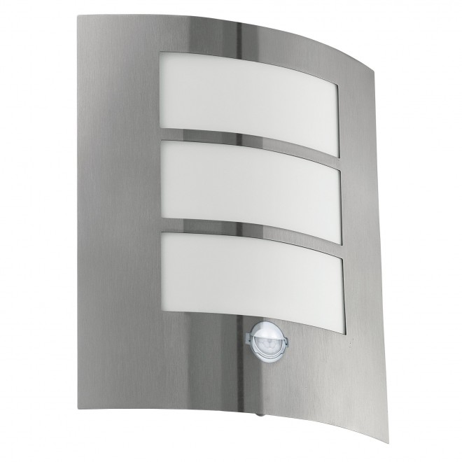 EGLO 88142 | City Eglo stenové svietidlo pohybový senzor 1x E27 IP44 zušľachtená oceľ, nehrdzavejúca oceľ, biela