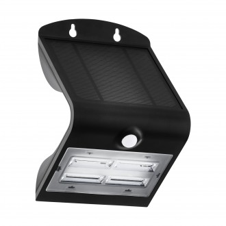 EGLO 900255 | Lamozzo Eglo stenové svietidlo pohybový senzor, svetelný senzor - súmrakový spínač slnečné kolektorové / solárne, smerové svetlo 1x LED 440lm 4000/3000K IP44 čierna, priesvitné