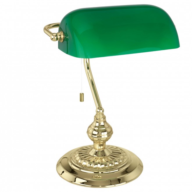 EGLO 90967 | Banker Eglo stolové svietidlo 39cm prepínač na ťah 1x E27 mosadz, zelená