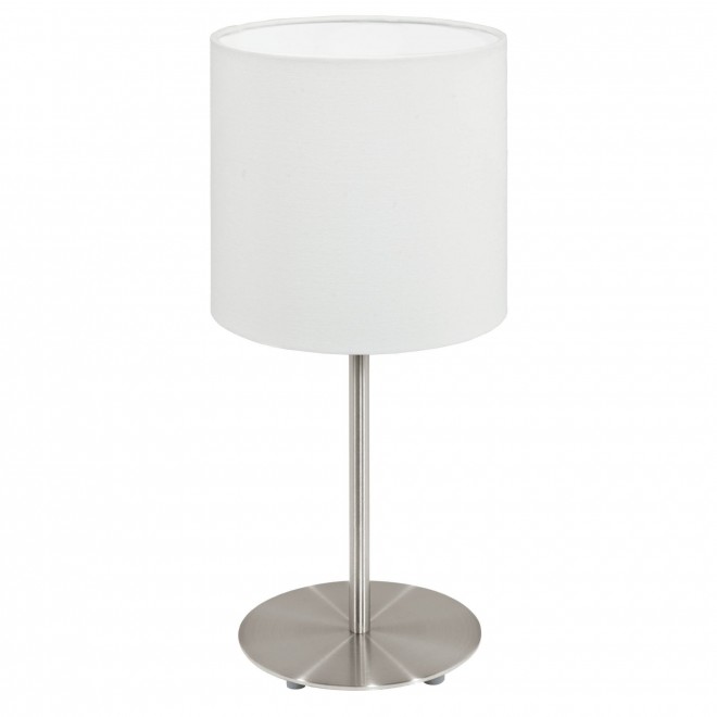 EGLO 95725 | Eglo-Pasteri-W Eglo stolové svietidlo 27,5cm prepínač na vedení 1x E14 matný nikel, biela