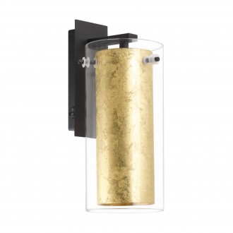 EGLO 97839 | Pinto-Gold Eglo rameno stenové svietidlo prepínač 1x E27 čierna, priesvitná, zlatý