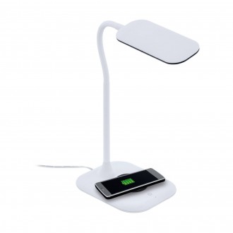 EGLO 98247 | Masserie Eglo stolové svietidlo 38,5cm dotykový prepínač s reguláciou svetla regulovateľná intenzita svetla, Qi nabíjačka na telefón, nabíjačka na mobil (bez kábla) 1x LED 470lm 4000K biela