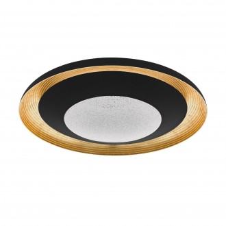 EGLO 98527 | Canicosa-2 Eglo stropné svietidlo kruhový diaľkový ovládač regulovateľná intenzita svetla, nastaviteľná farebná teplota, nočné svetlo 1x LED 3000lm 2700 - 3850 - 5000K čierna, zlatý, kryštálový efekt