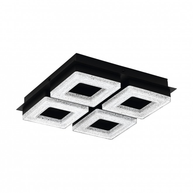 EGLO 99326 | Fradelo Eglo stenové, stropné svietidlo štvorec 4x LED 1600lm 3000K čierna, priesvitné, kryštálový efekt