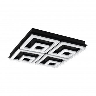 EGLO 99328 | Fradelo Eglo stropné svietidlo štvorec 1x LED 1250lm 3000K čierna, priesvitné, kryštálový efekt