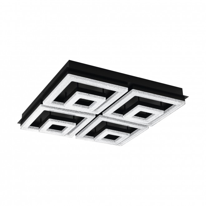 EGLO 99328 | Fradelo Eglo stropné svietidlo štvorec 1x LED 1250lm 3000K čierna, priesvitné, kryštálový efekt
