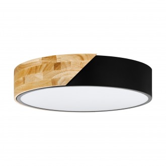 EGLO 99388 | Grimaldino Eglo stropné svietidlo kruhový 2x E27 čierna, drevo, biela
