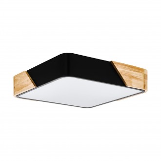 EGLO 99389 | Grimaldino Eglo stropné svietidlo štvorec 2x E27 čierna, drevo, biela