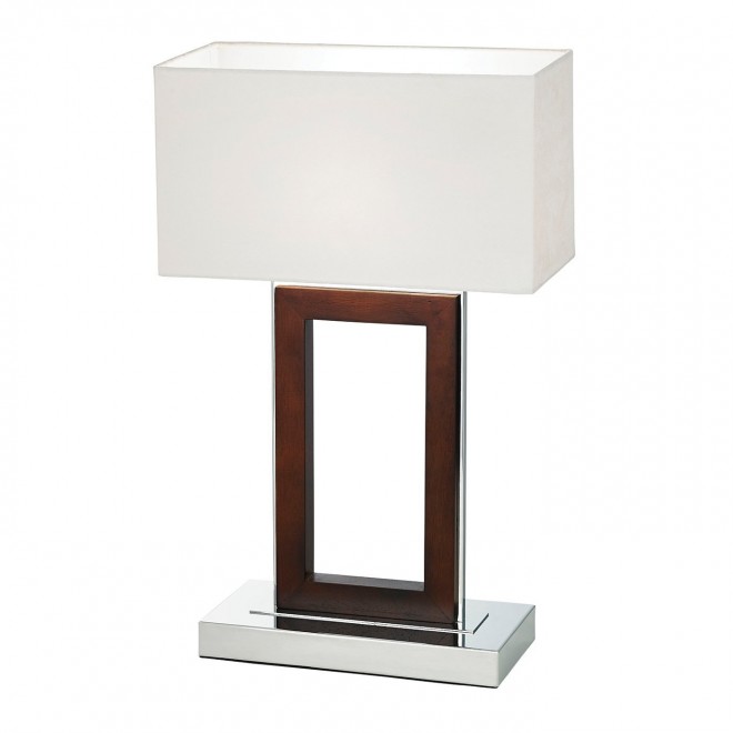 ENDON 0195-DW | Portal-EN Endon stolové svietidlo 59cm prepínač na vedení 1x E27 chróm, tmavé drevo, krémové
