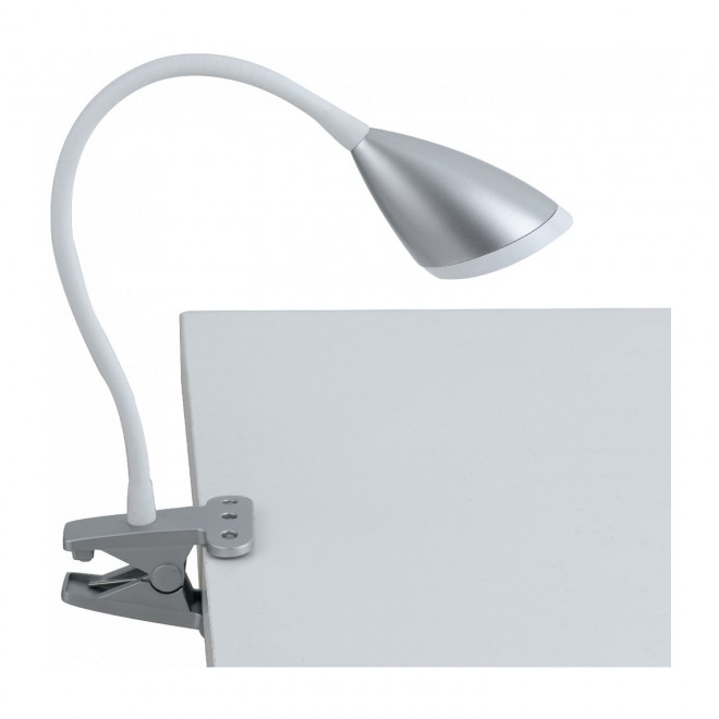FANEUROPE LEDT-HEGEL-SILVER | Hegel Faneurope štipcové svietidlo Luce Ambiente Design prepínač flexibilné 1x LED 260lm 4000K strieborný, biela, opál