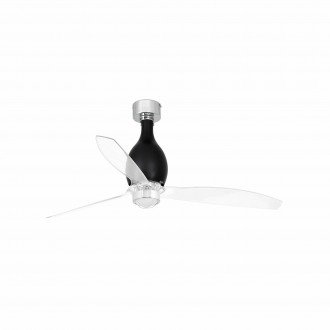 FARO 32026-10 | Minieter-Fan Faro svietidlo s ventilátorom stropné 1x LED 709lm 3000K lesklá čierna, opál