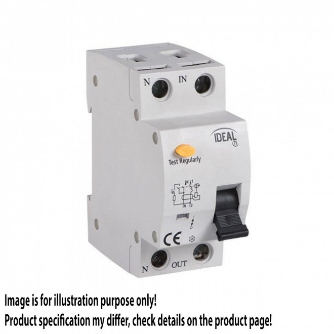 KANLUX 23211 | Kanlux prúdový chránič (FI relé) + nadprúdová ochrana 25A DIN35 modul, 2P B A - AC svetlo šedá, čierna, žltá