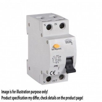 KANLUX 23215 | Kanlux prúdový chránič (FI relé) + nadprúdová ochrana 10A DIN35 modul, 2P C AC svetlo šedá, čierna, žltá