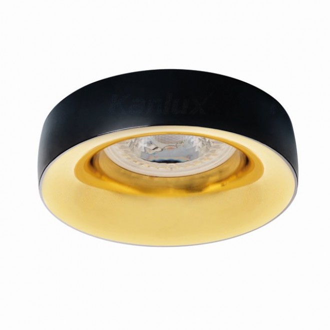 KANLUX 27810 | Elnis Kanlux zabudovateľné svietidlo kruhový bez objímky Ø98mm 1x MR16 / GU5.3 / GU10 čierna, zlatý