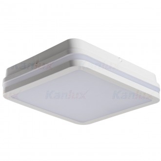 KANLUX 33346 | Beno Kanlux stenové, stropné svietidlo štvorec pohybový senzor, svetelný senzor - súmrakový spínač 1x LED 2060lm 4000K IP54 biela