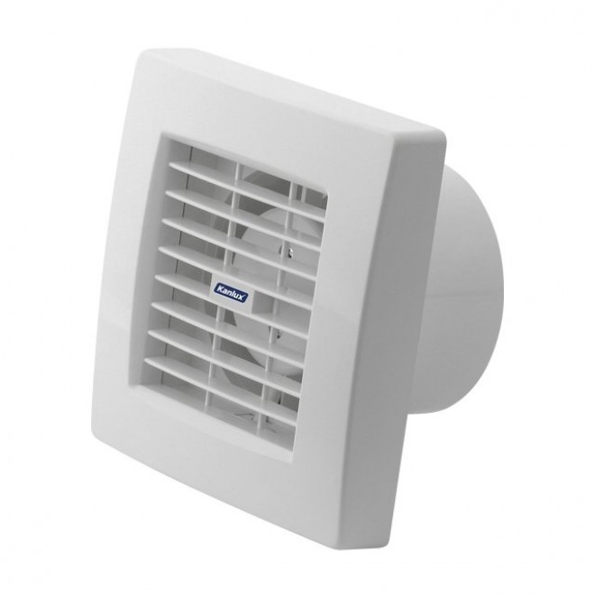 KANLUX 70926 | Kanlux trubkový ventilátor Ø100 100m3/h štvorec s automatickou žalúziou, tepelná poistka IP24 UV biela