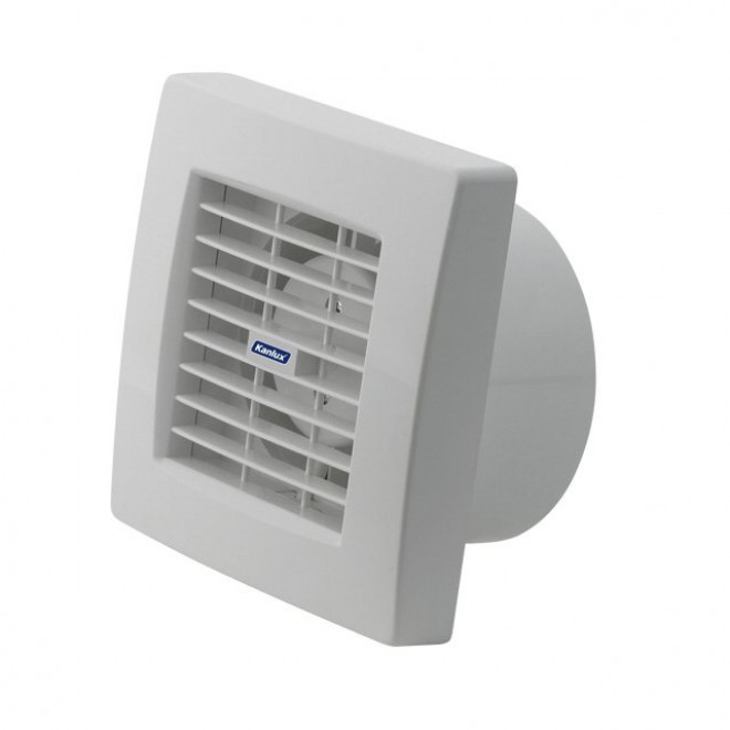 KANLUX 70960 | Kanlux trubkový ventilátor Ø120 200m3/h štvorec časový spínač s automatickou žalúziou, tepelná poistka IP24 UV biela