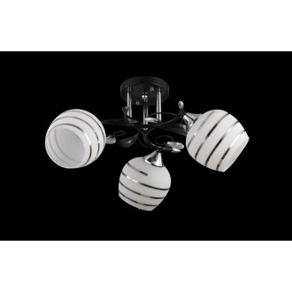 LAMPEX 520/3 | Milton-LA Lampex stropné svietidlo 3x E27 čierna, chróm, opál
