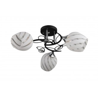 LAMPEX 521/3 | Nelson Lampex stropné svietidlo 3x E27 čierna, chróm, opál
