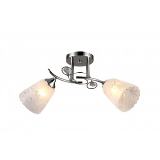 LAMPEX 522/2 | Kiri Lampex stropné svietidlo 2x E27 tmavý chróm, opál