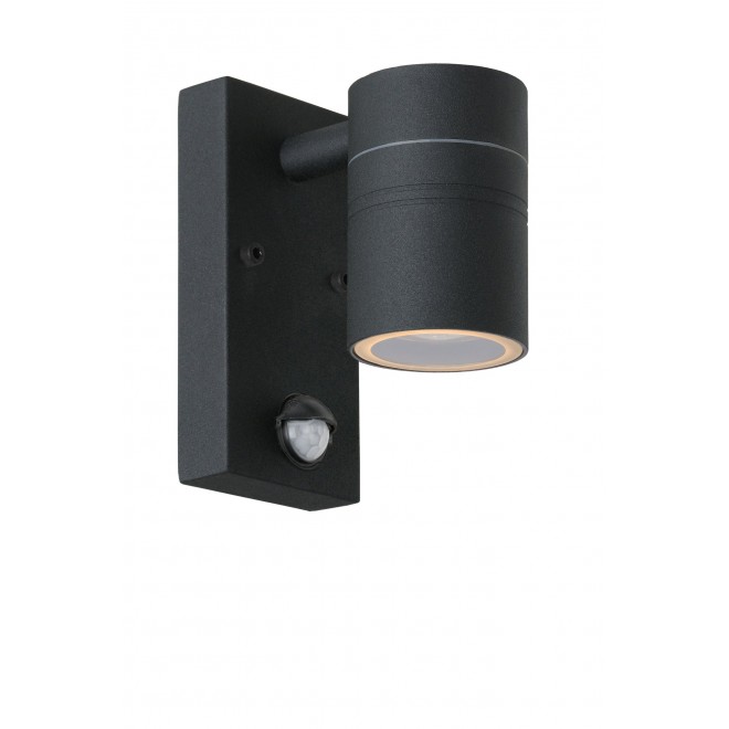 LUCIDE 14866/05/30 | Arne Lucide rameno stenové svietidlo pohybový senzor, svetelný senzor - súmrakový spínač 1x GU10 350lm 2700K IP44 čierna