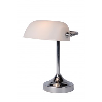 LUCIDE 17504/01/11 | BankerL Lucide stolové svietidlo 30cm prepínač 1x E14 chróm, biela