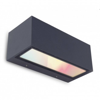 LUTEC 5189120118 | LUTEC-Connect-Gemini Lutec stenové múdre osvetlenie tehla ovládanie hlasom, regulovateľná intenzita svetla, nastaviteľná farebná teplota, meniace farbu, na diaľkové ovládanie 1x LED 900lm 2700 <-> 6500K IP54 tmavošedá, priesvitné