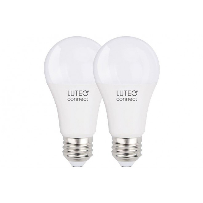 LUTEC 8731002316 | E27 9,2W Lutec normálne A60 LED svetelný zdroj múdre osvetlenie 750lm 2700 <-> 6500K ovládanie hlasom, regulovateľná intenzita svetla, nastaviteľná farebná teplota, meniace farbu, na diaľkové ovládanie, 2 dielna súprava diaľkový o