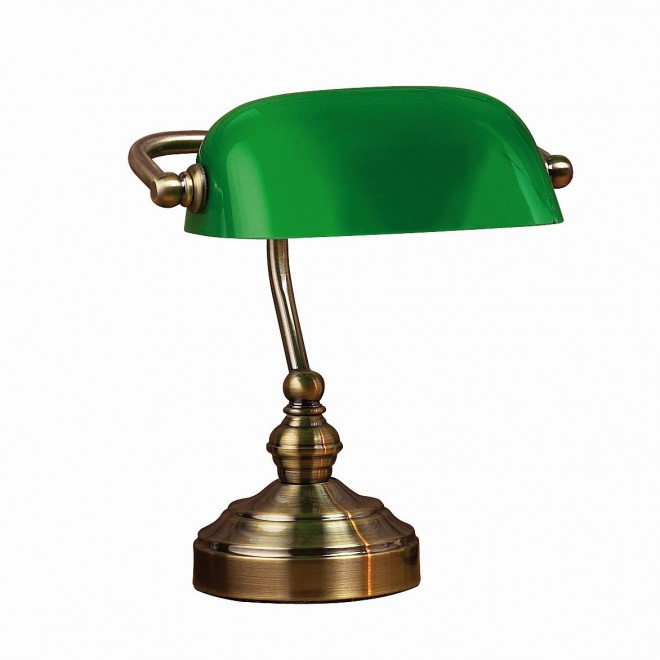 MARKSLOJD 105930 | Bankers Markslojd stolové svietidlo 25cm prepínač na vedení 1x E14 antická meď, zelená