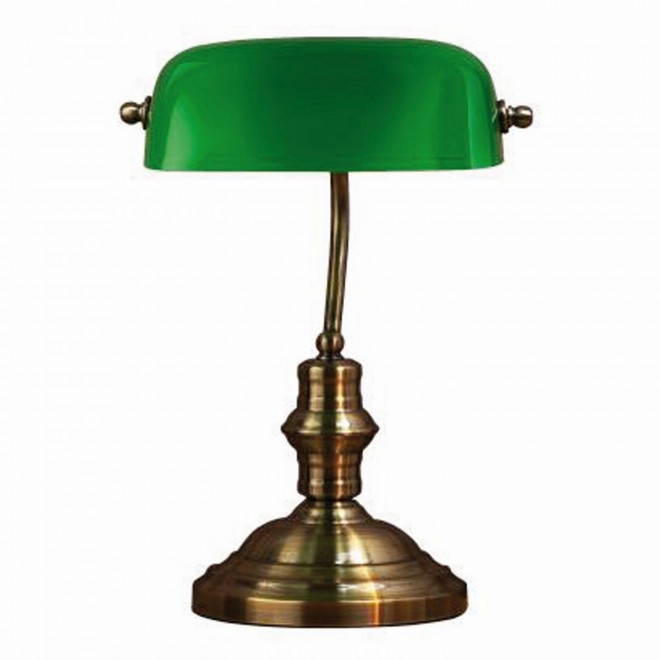MARKSLOJD 105931 | Bankers Markslojd stolové svietidlo 42cm prepínač na vedení 1x E14 antická meď, zelená