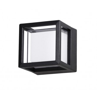 NOVA LUCE 9207616 | Agosto Nova Luce stenové svietidlo štvorec 1x LED 420lm 3000K IP54 čierna, opál, priesvitné