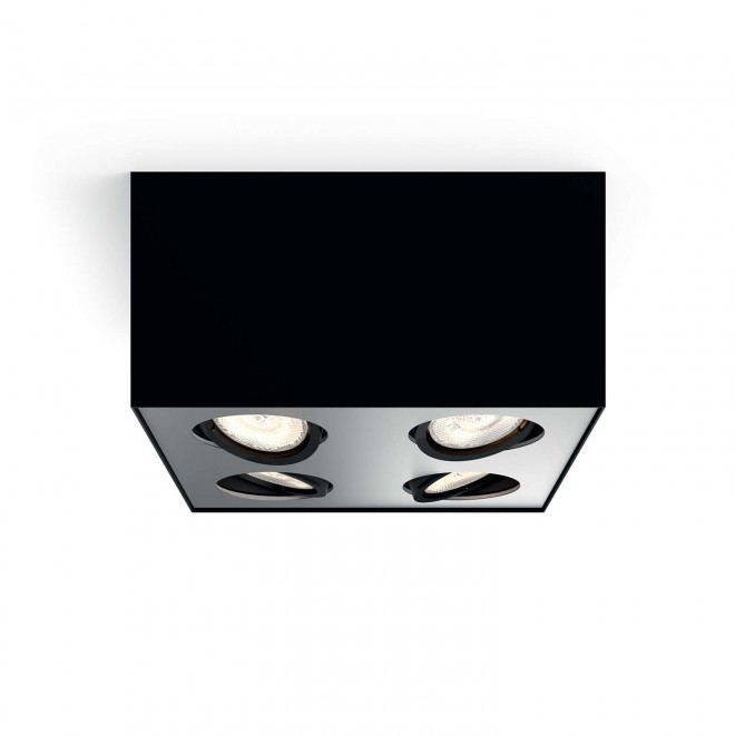 PHILIPS 50494/30/P0 | Box Philips stropné WarmGlow svietidlo štvoruholník regulovateľná intenzita svetla, otáčateľný svetelný zdroj 4x LED 2000lm 2200 <-> 6500K čierna, sivé