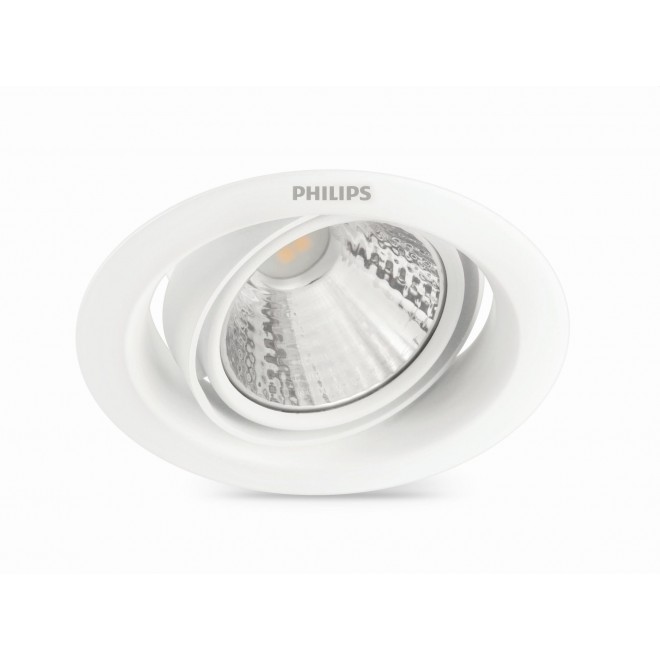 PHILIPS 59554/31/E3 | Pomeron Philips zabudovateľné svietidlo - SceneSwitch kruhový impulzový prepínač regulovateľná intenzita svetla, sklápacie Ø90mm 1x LED 210lm 4000K biela
