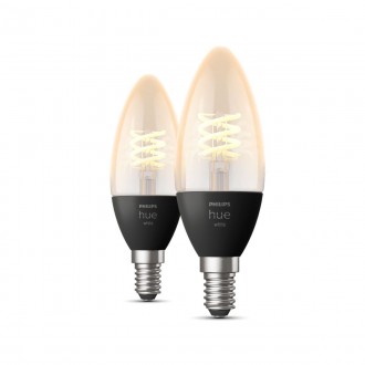 PHILIPS 8719514302211 | E14 4,5W Philips sviečka B39 LED svetelný zdroj hue múdre osvetlenie 300lm 2100K regulovateľná intenzita svetla, Bluetooth, 2 dielna súprava CRI>80